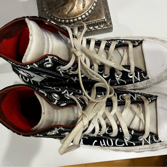 Black and White High Top Converse Sneakers - Picture 3 of 8